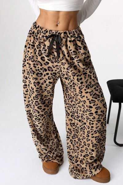 Leopard Wide Leg Pants -- 