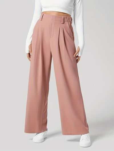 Women's Wide Leg Pants with Pockets -- 
