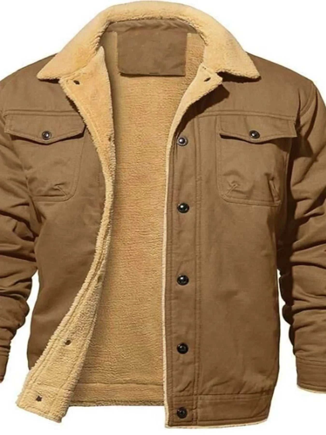 Men's Full Size Sherpa Lined Long Sleeve Jacket Plus Size