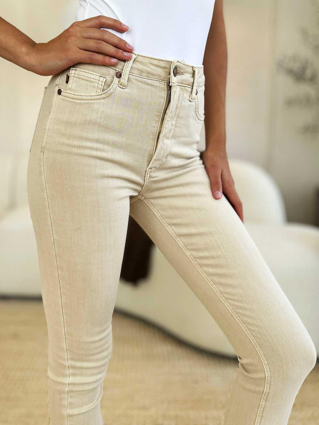 Judy Blue Full Size Garment Dyed Tummy Control Skinny Jeans -- 