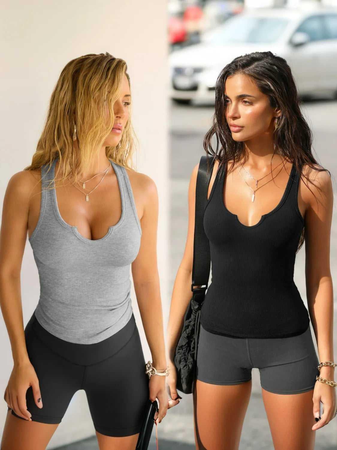 2 Piece Ribbed Wide Strap Tank -- 