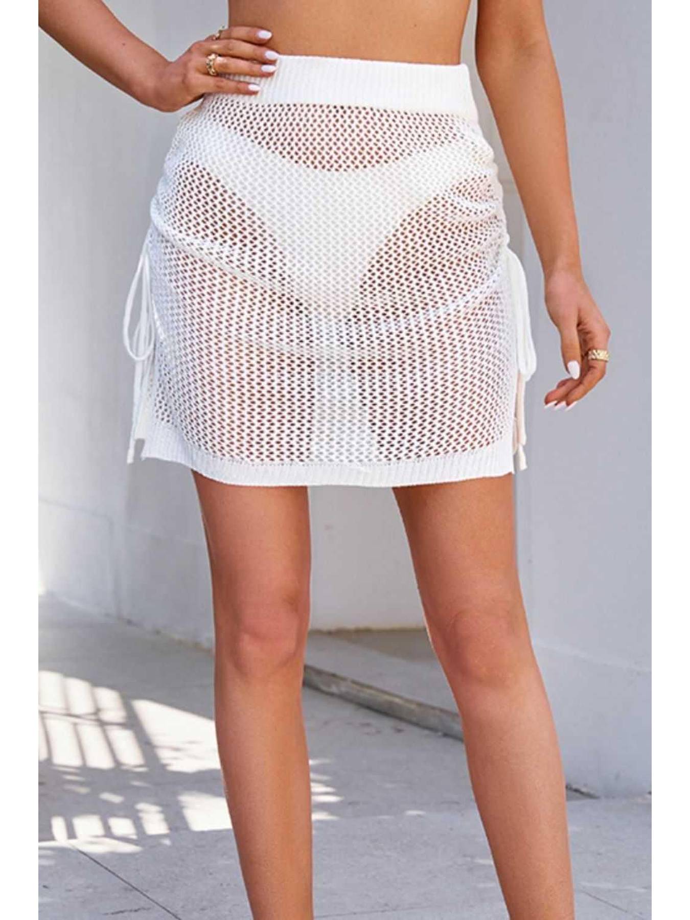Drawstring Elastic Waist Swim Skirt -- 