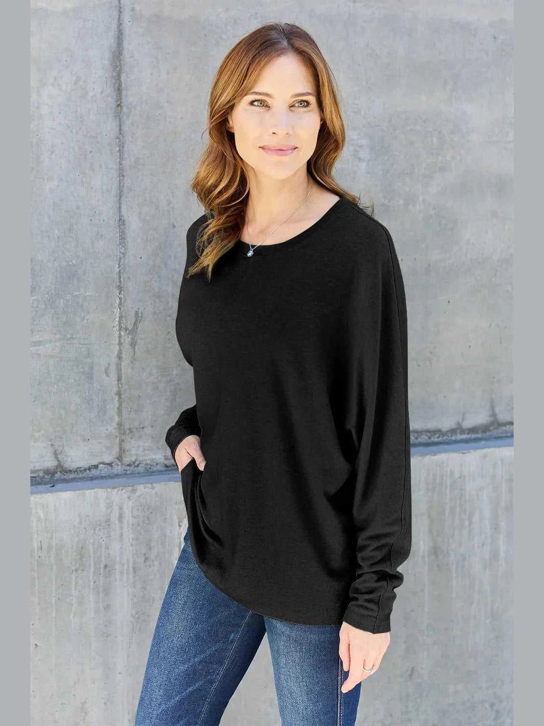 Double Take Full Size Round Neck Long Sleeve T-Shirt -- 