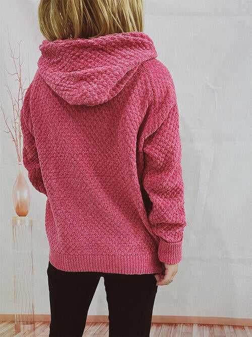 Drawstring Long Sleeve Hooded Sweater -- 