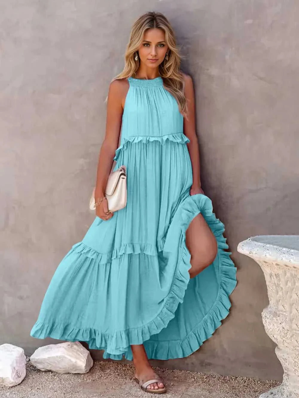 Ruffled Sleeveless Tiered Maxi Dress with Pockets - product_type from hopeford-streams.myshopify.com