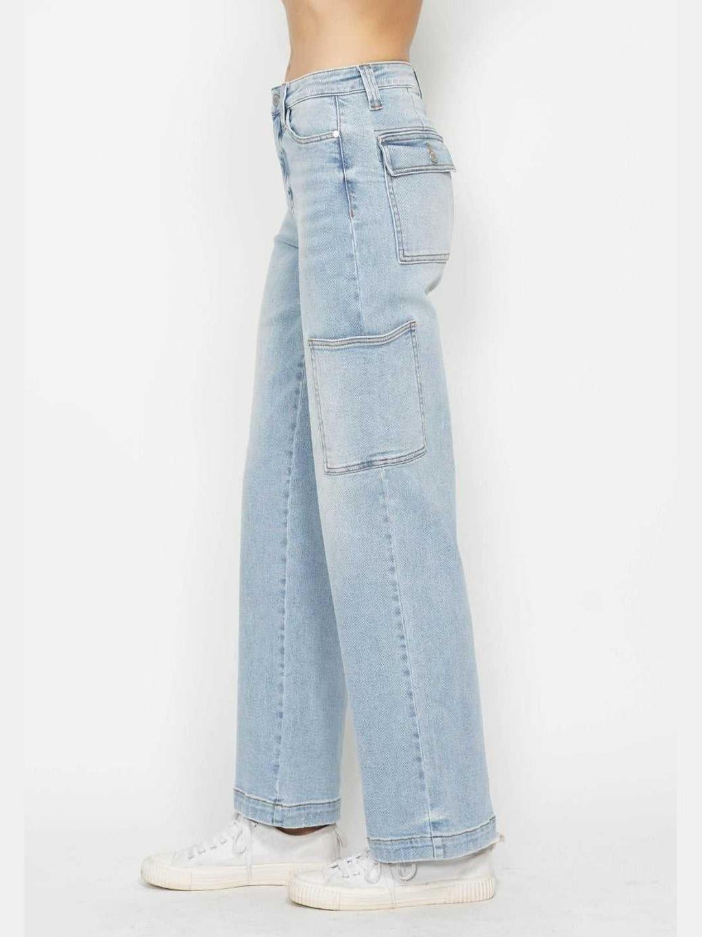 Judy Blue Full Size High Waist Straight Cargo Jeans -- 