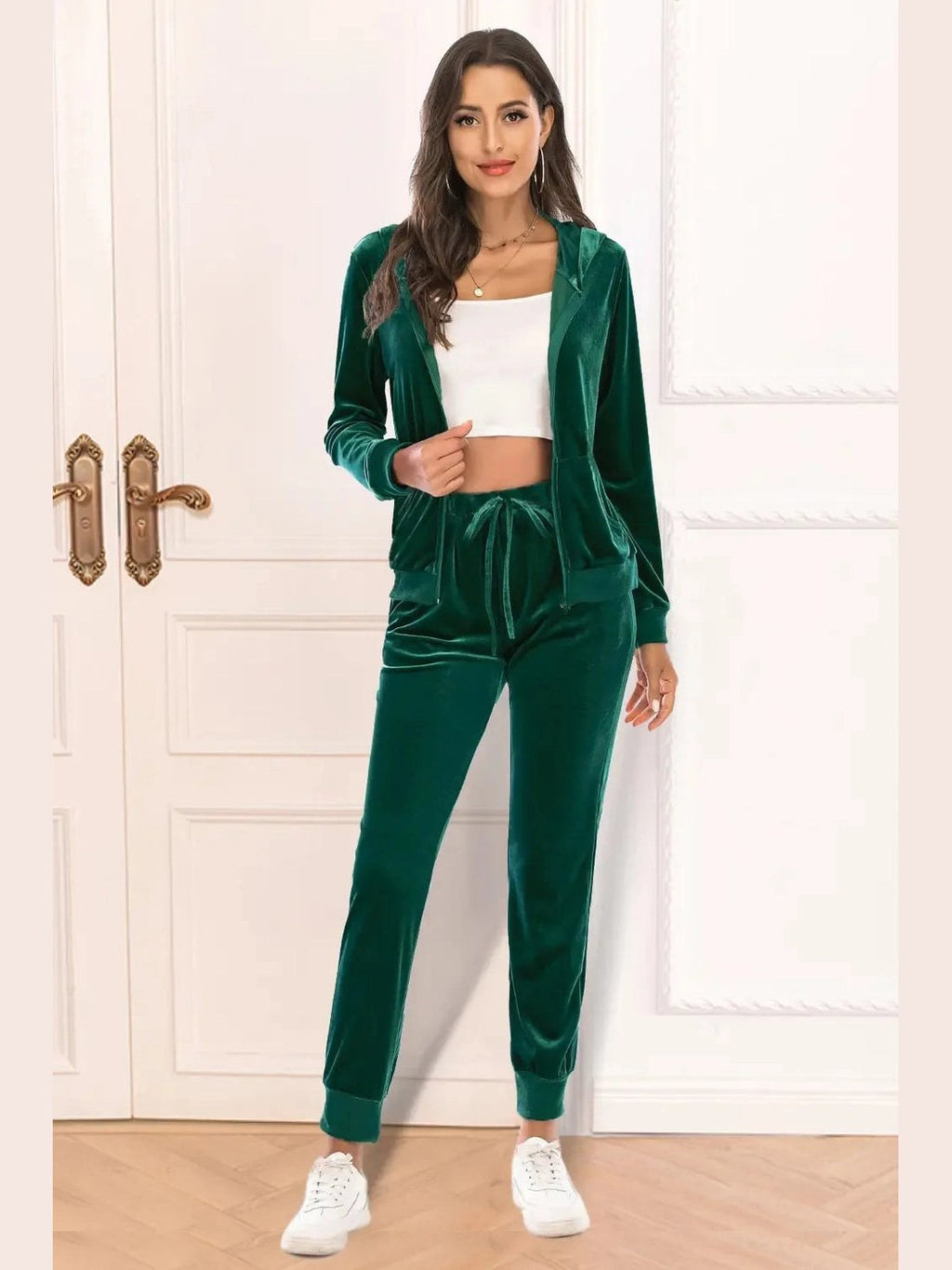 Zip-Up Hooded Jacket and Pants Set -- 