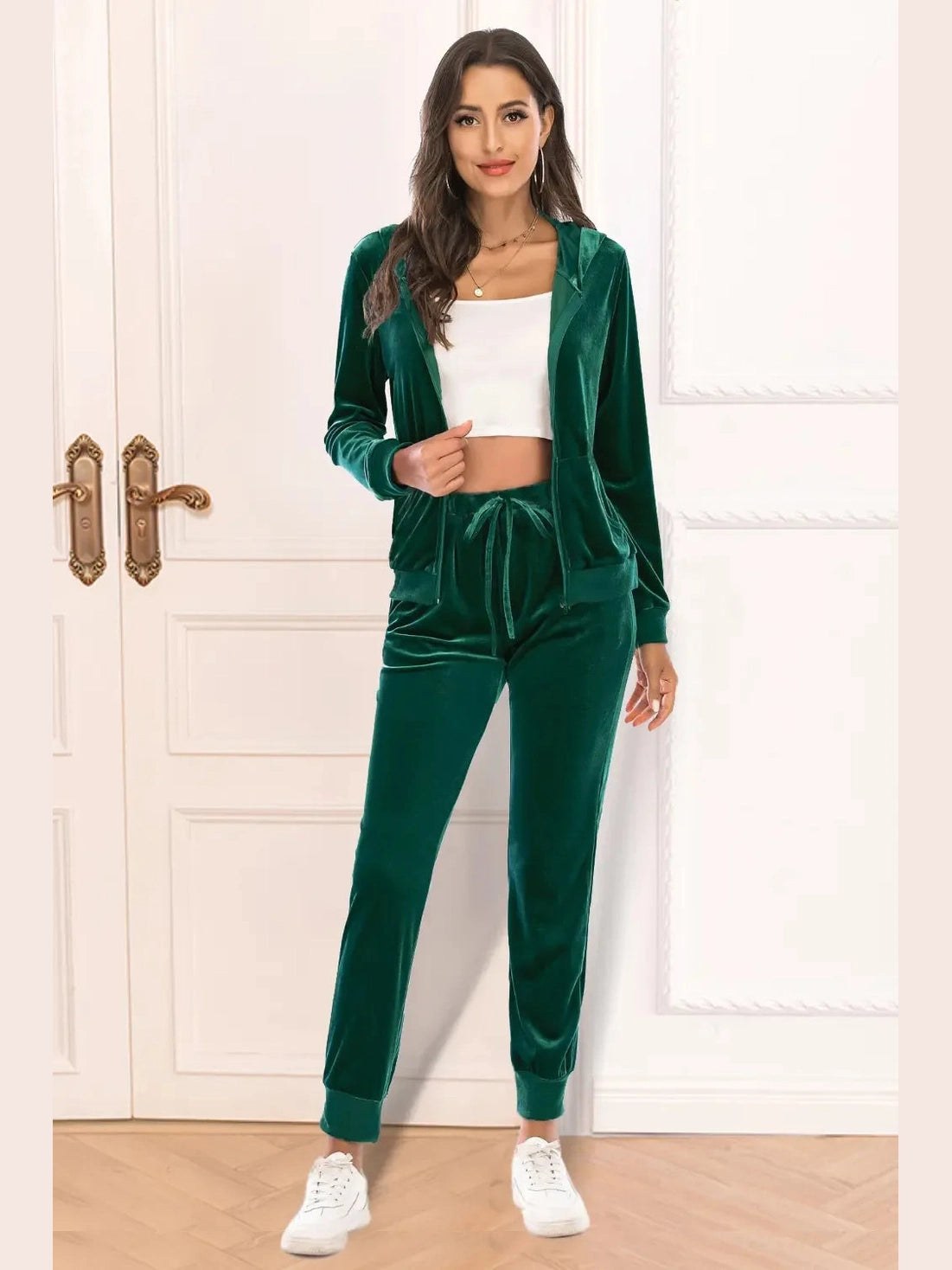Zip-Up Hooded Jacket and Pants Set -- 