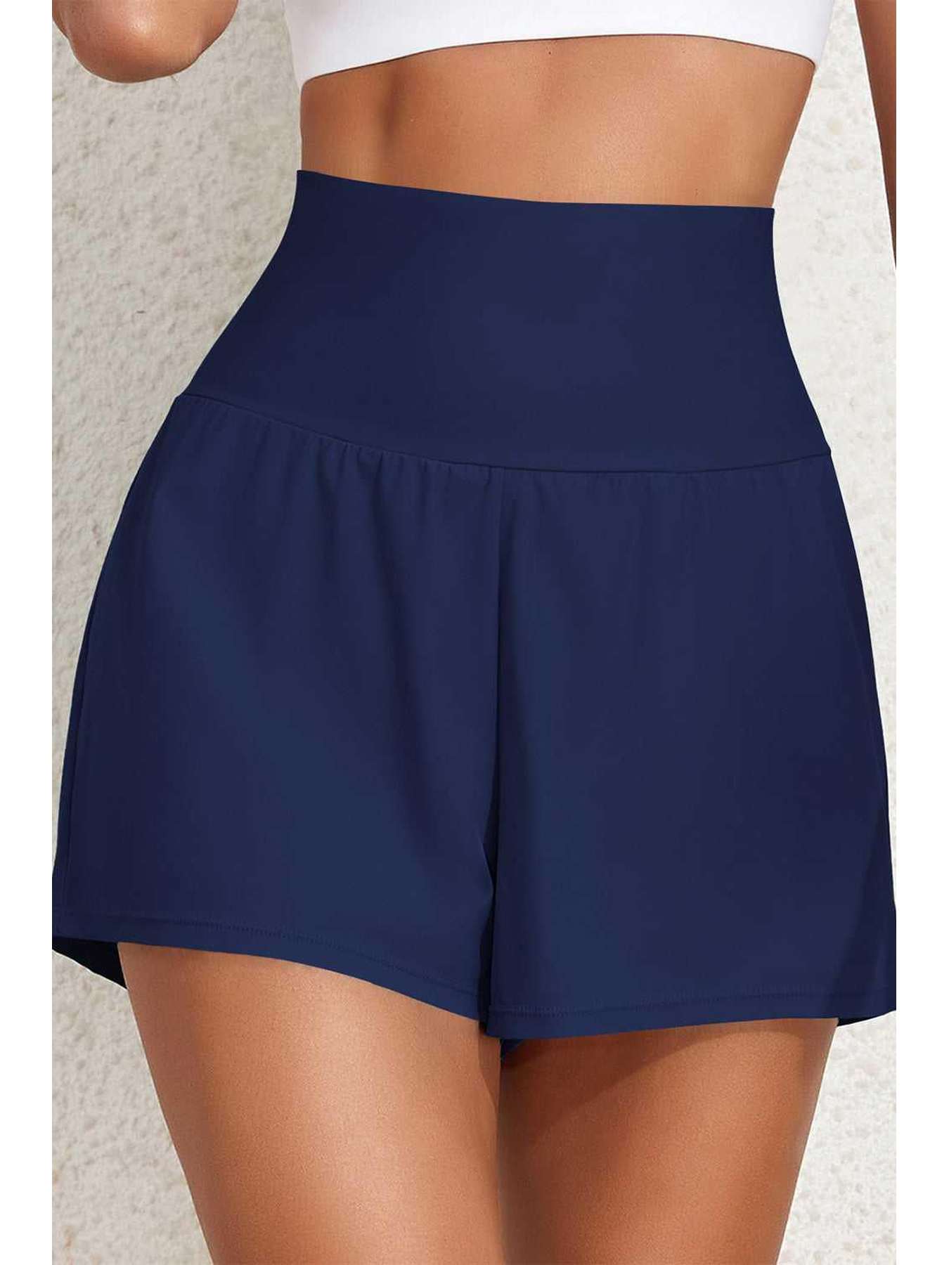 Pocketed High Waist Swim Shorts -- 