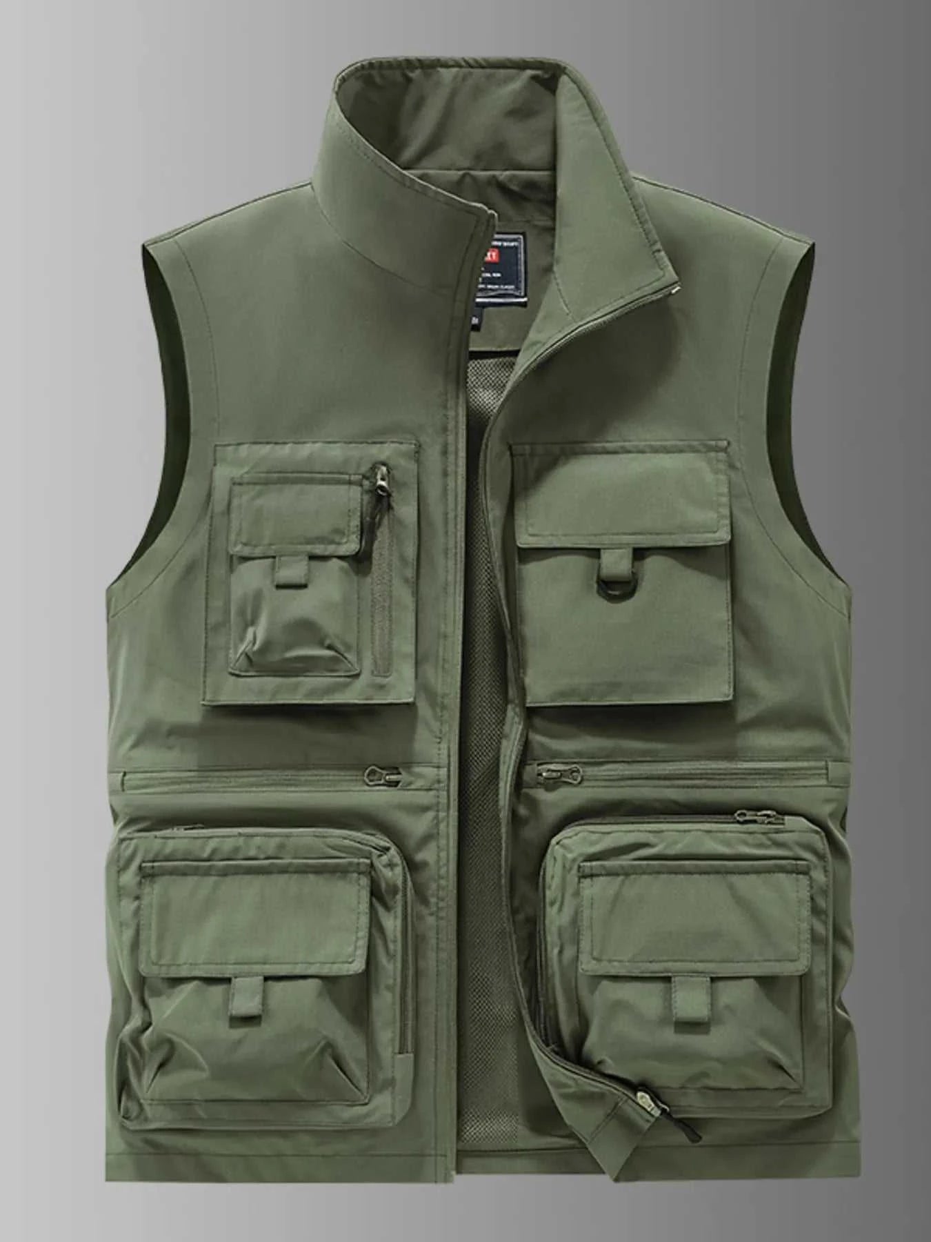 Men's Plus Size Multi-Pocket Outdoor Utility Vest