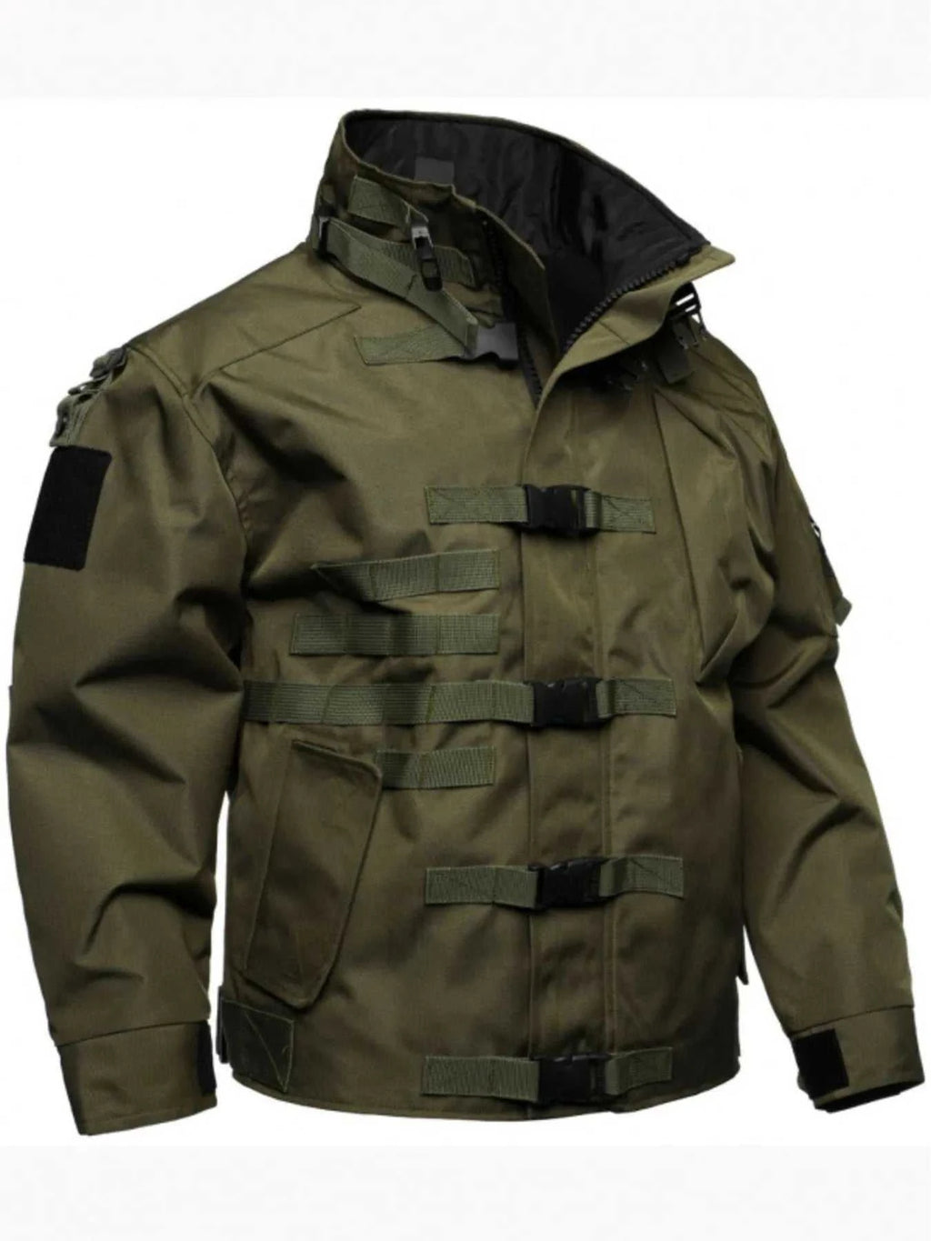 Men's Full Size Multi Buckle Water-Resistant Jacket Plus Size