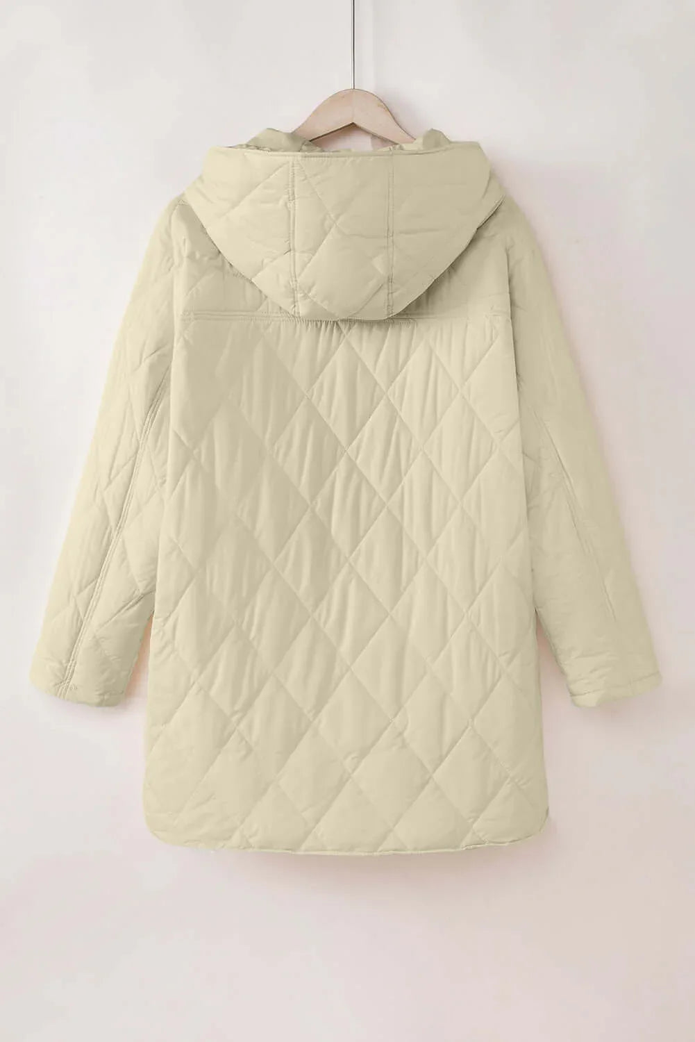 Snap Down Long Sleeve Quilted Winter Coat -- 