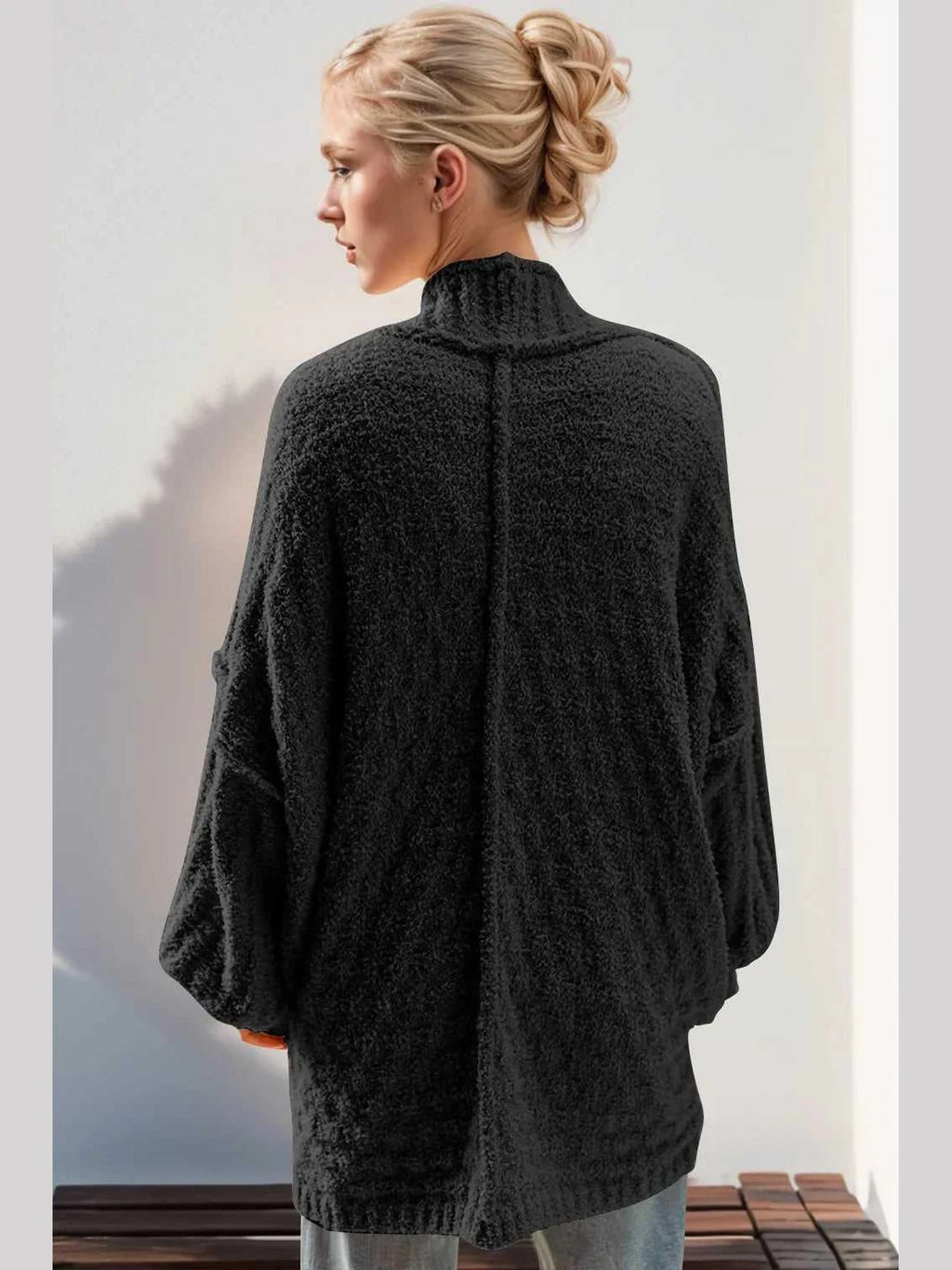 Double Take Full Size Open Front Long Sleeve Cardigan -- 