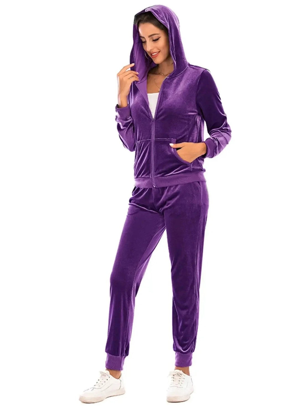 Zip-Up Hooded Jacket and Pants Set -- 
