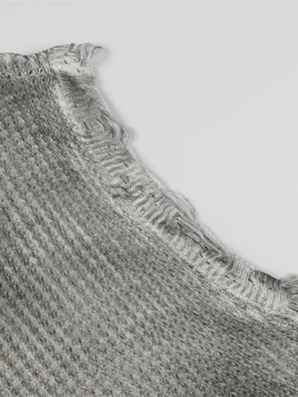 Men's Distressed Knit Vest with Frayed Edges
