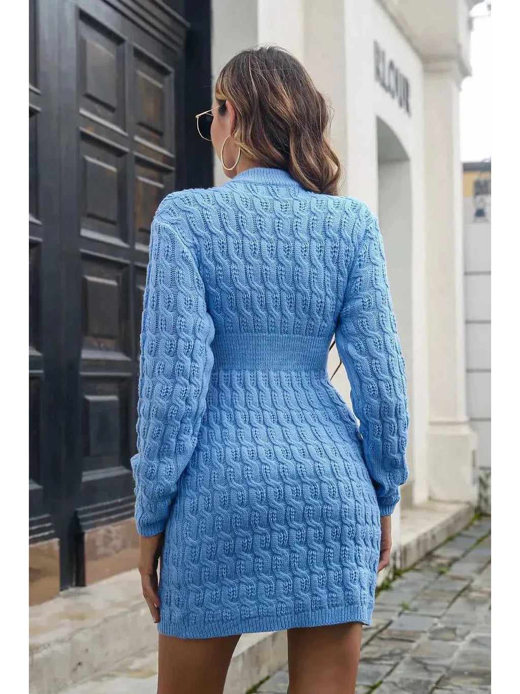 Cable-Knit Openwork Sweater Dress -- 