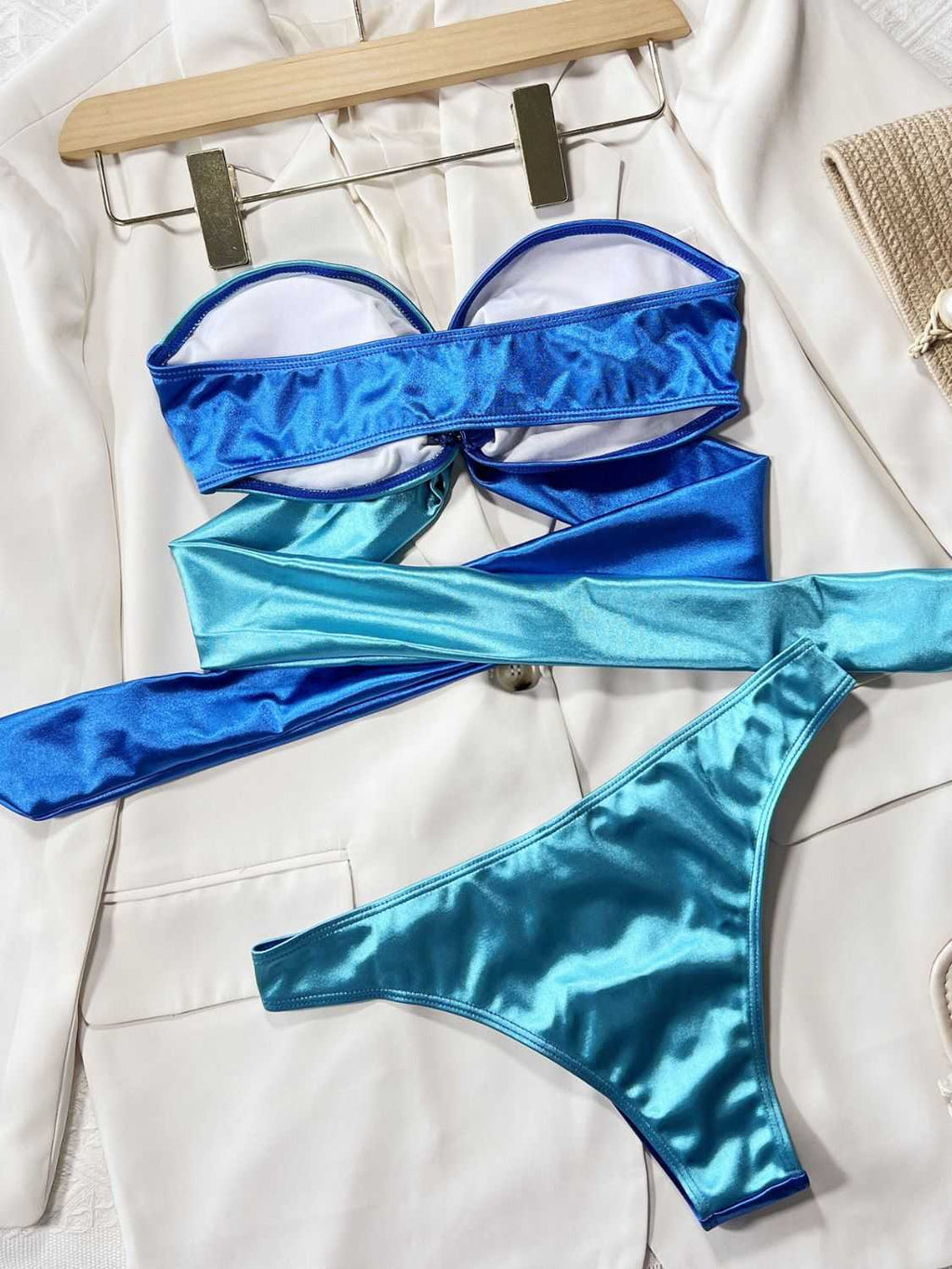 Two-Tone Ring Detail Tied Bikini Set - Bikini from hopeford-streams.myshopify.com