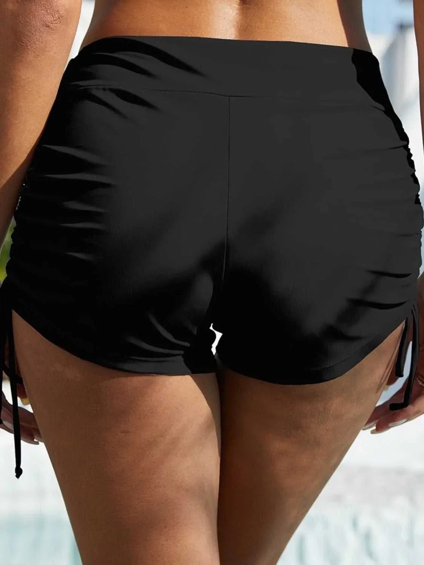 FAM-FAM Drawstring Mid-Rise Waist Swim Shorts -- 