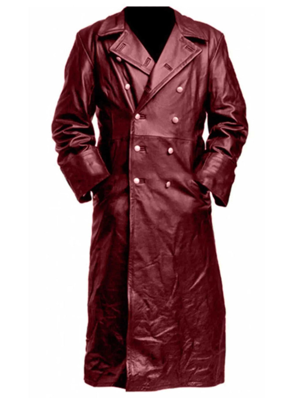 Men's Full Size Double-Breasted Leather Trench Coat Plus Size