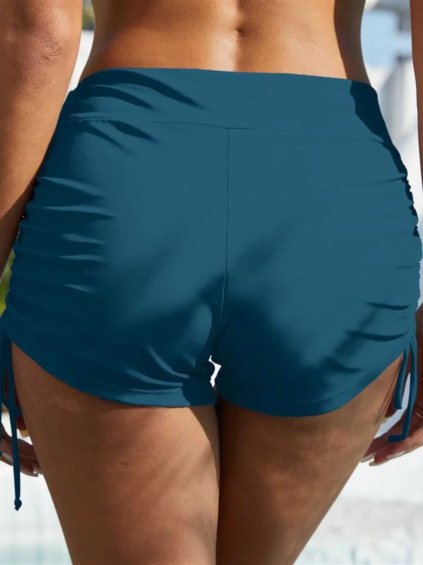 FAM-FAM Drawstring Mid-Rise Waist Swim Shorts -- 