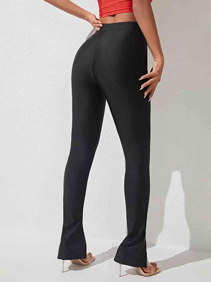 High Waist Slit Skinny Pants -- 