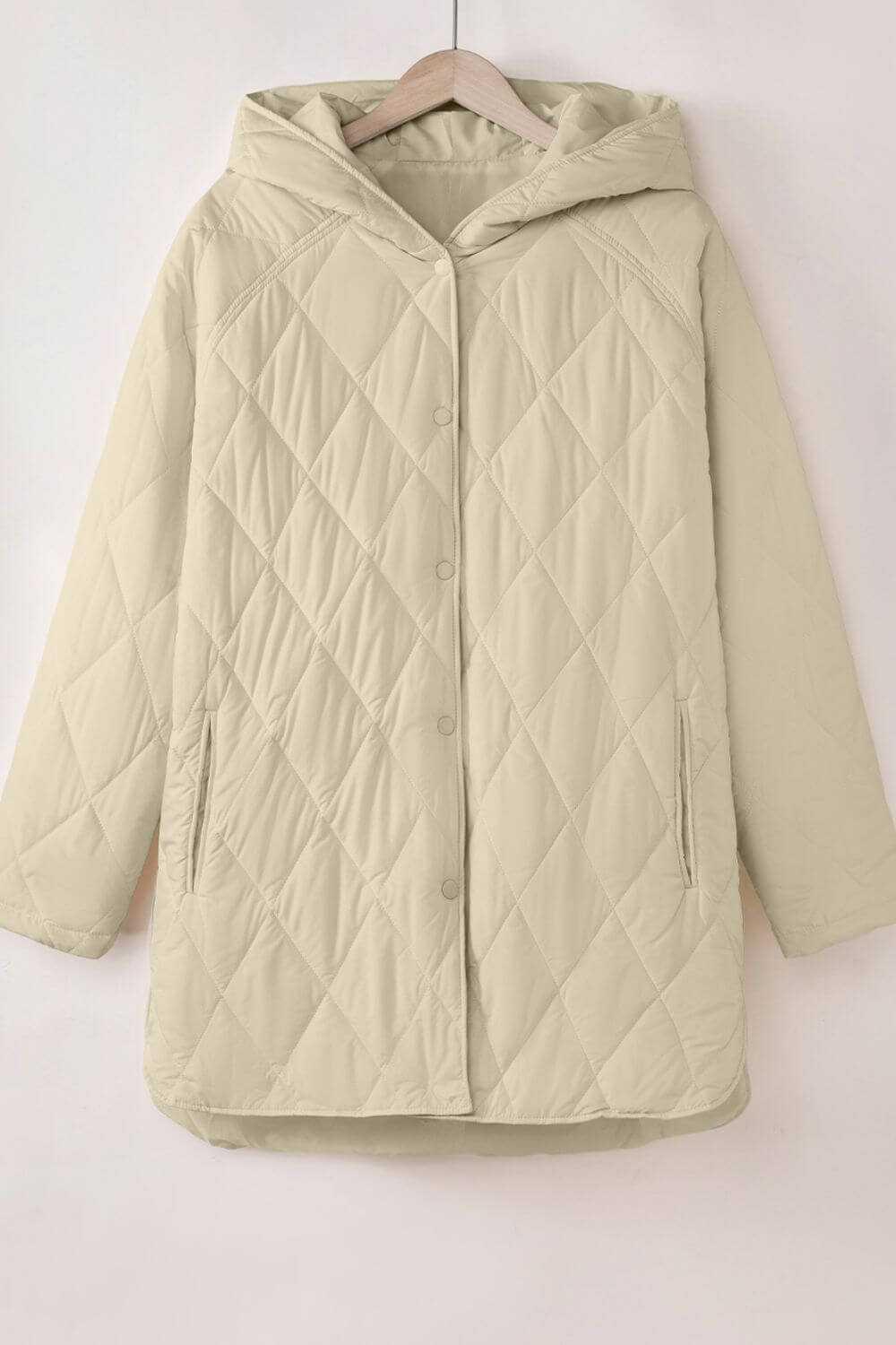 Snap Down Long Sleeve Quilted Winter Coat -- 