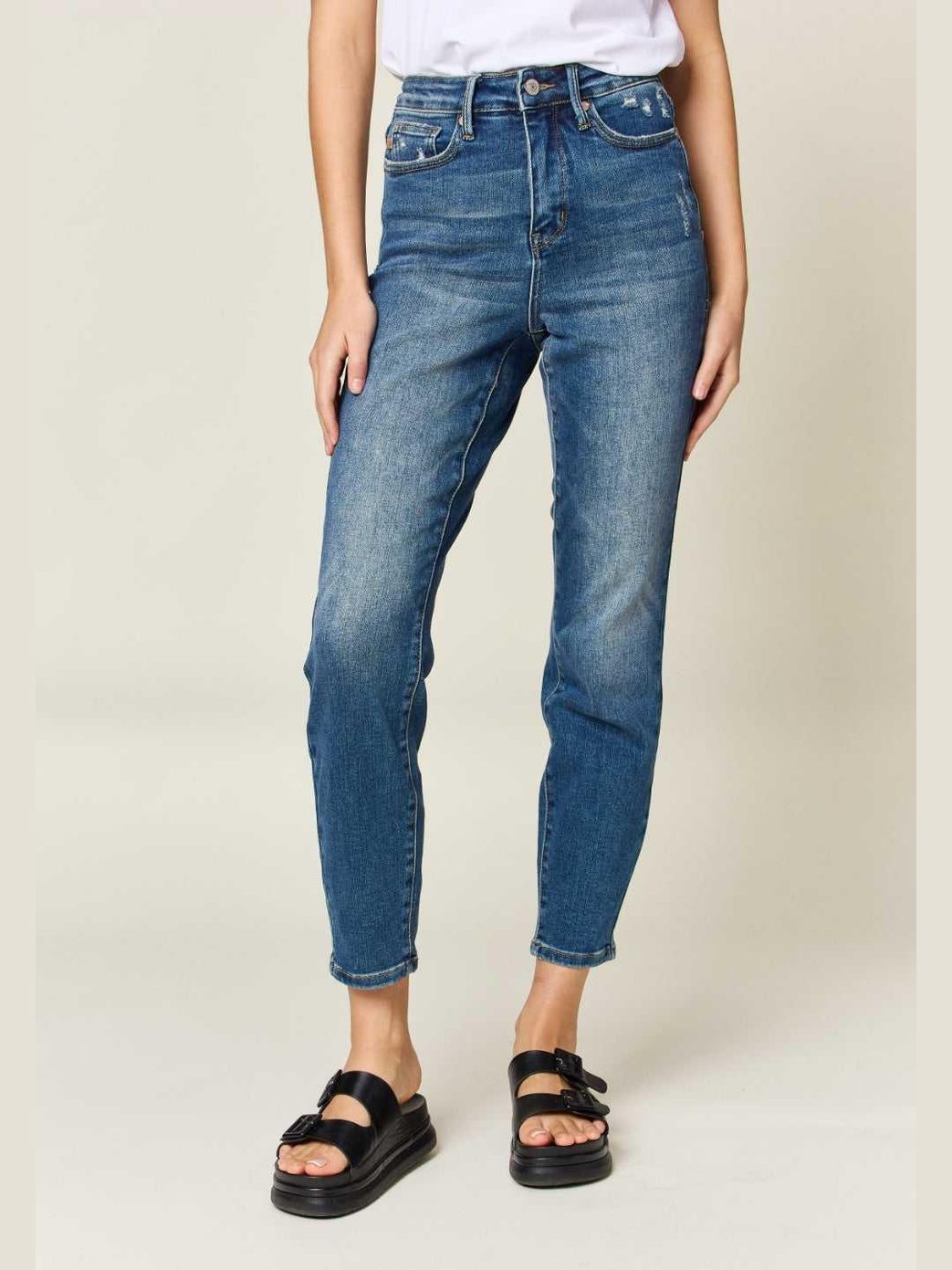 Judy Blue Full Size Tummy Control High Waist Slim Jeans -- 