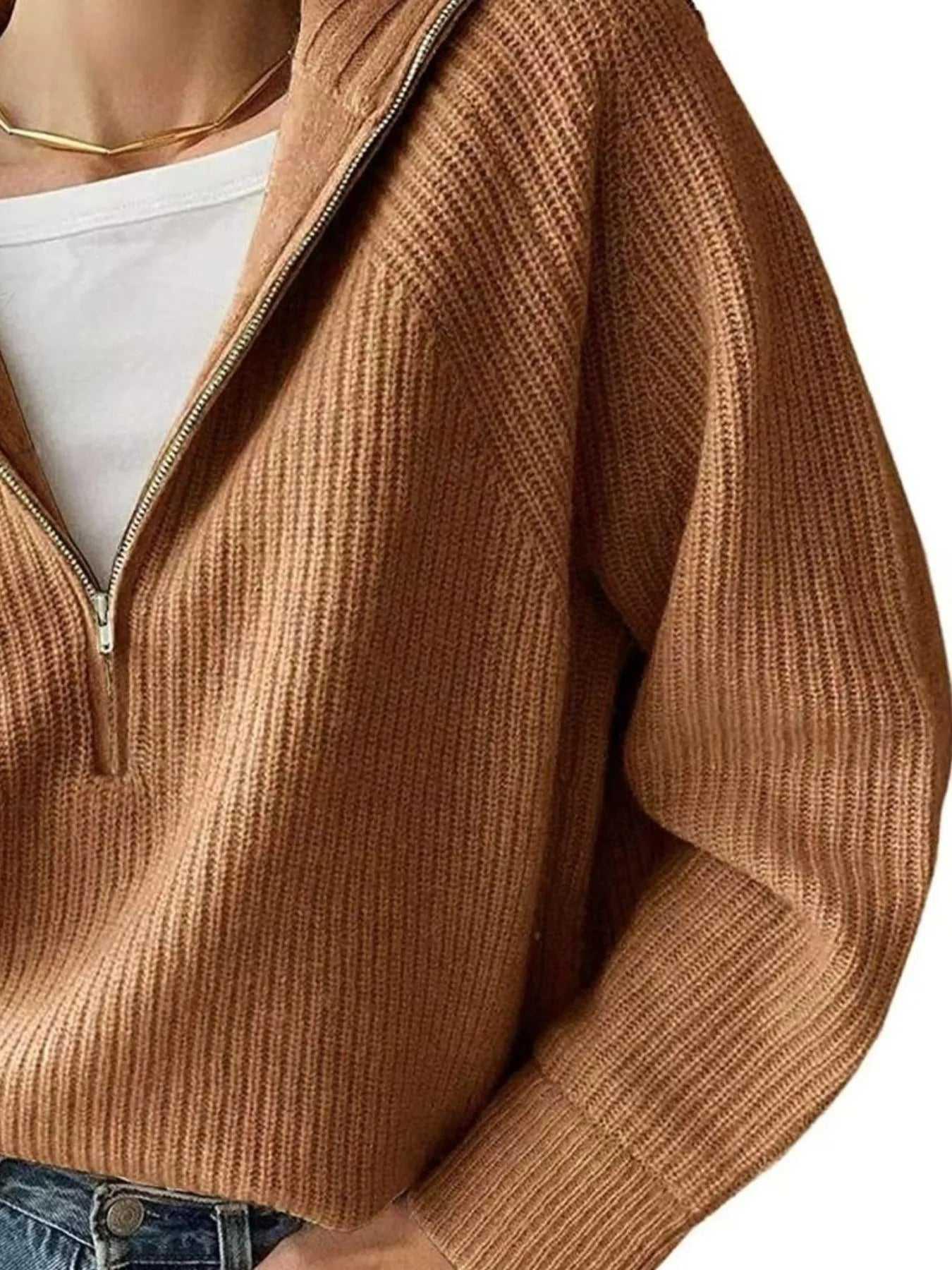 Half-Zip Long Sleeve Sweater -- 