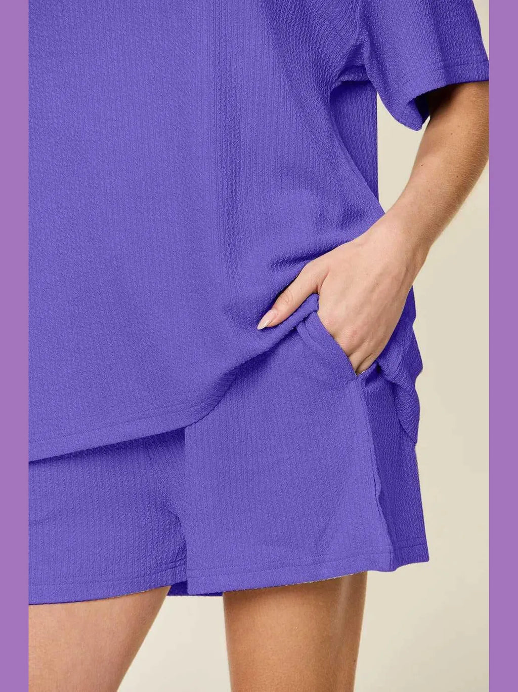 Double Take Basic style Round Neck Solid Set -- 
