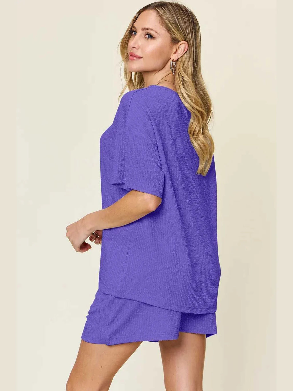 Double Take Basic style Round Neck Solid Set -- 