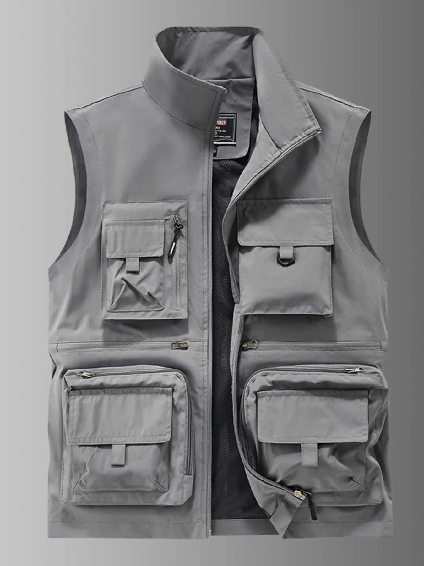 Men's Plus Size Multi-Pocket Outdoor Utility Vest