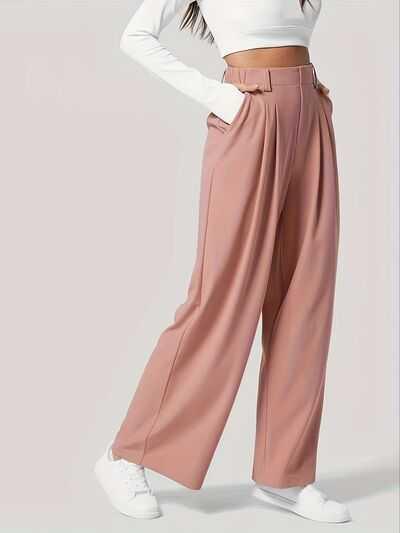 Women's Wide Leg Pants with Pockets -- 