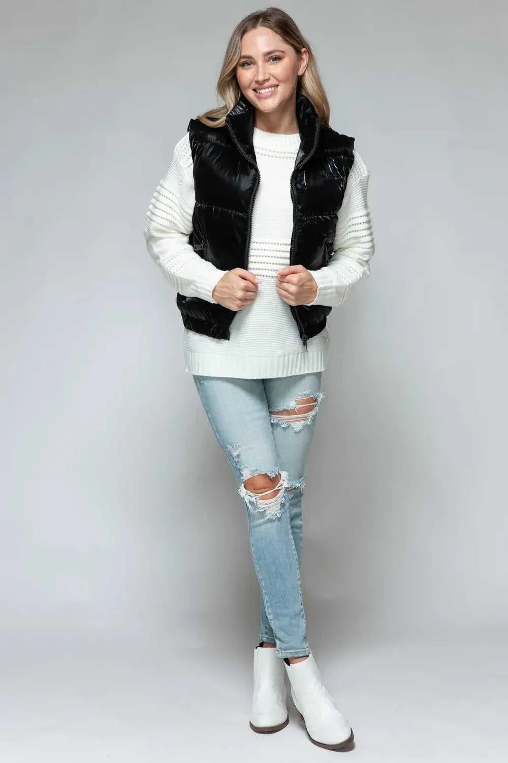 Snobbish Fine Fur Lining Quilted Vest -- 