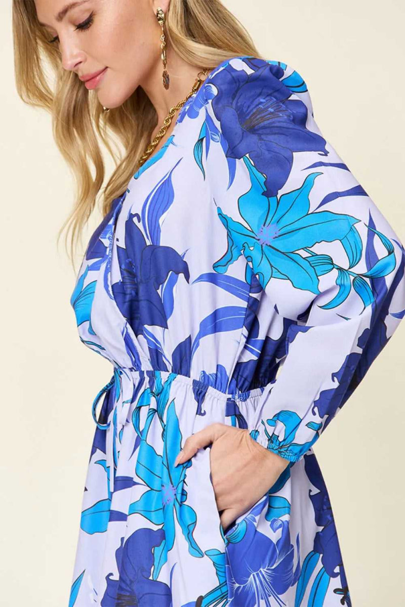 Double Take Full Size Floral Long Sleeve Romper with Pockets - Hopeford Streams