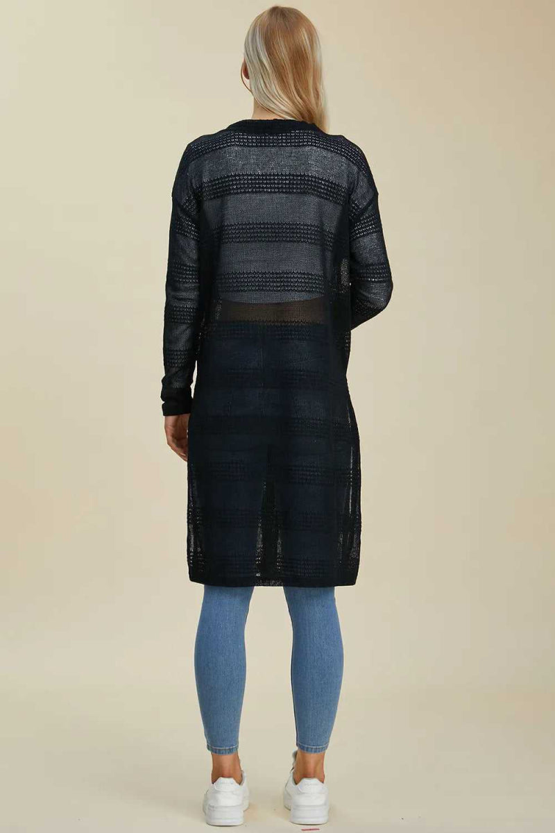 Double Take Full Size Open Front Longline Cardigan - Hopeford Streams