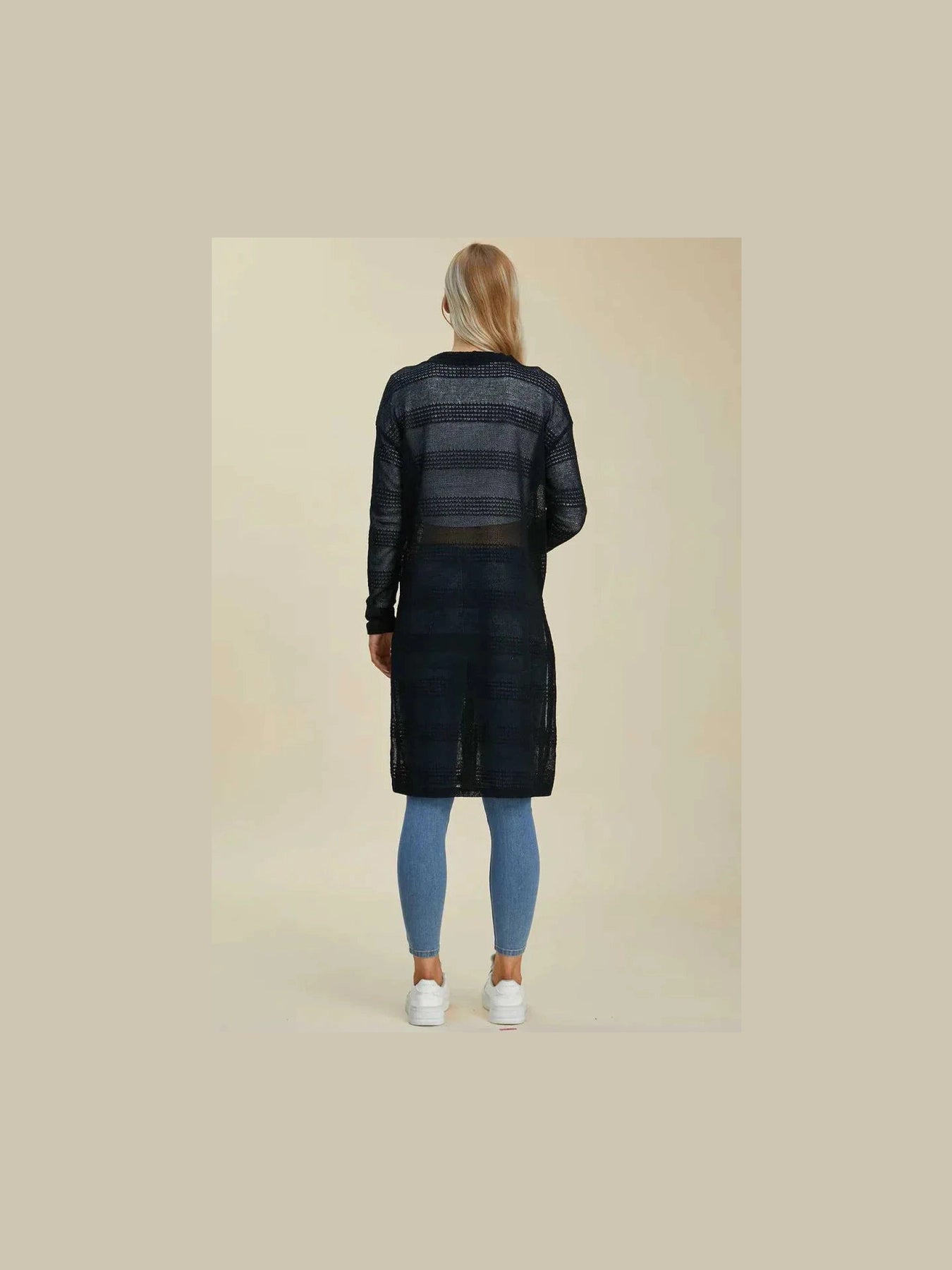 Double Take Full Size Open Front Longline Cardigan -- 