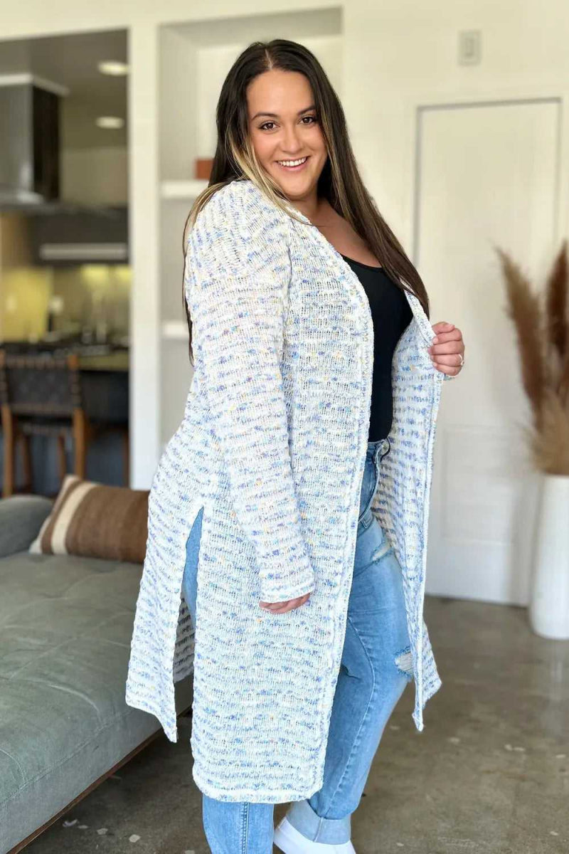 Double Take Full Size Open Front Longline Cardigan - Hopeford Streams
