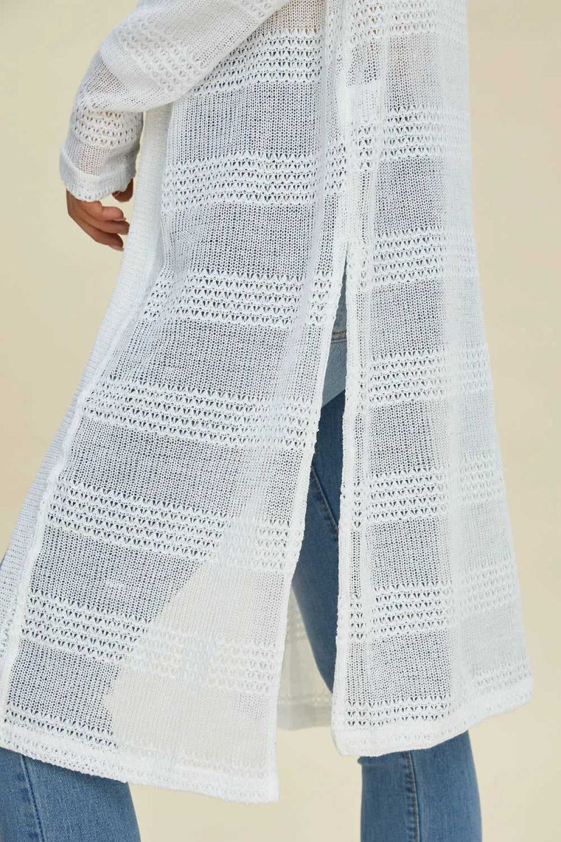 Double Take Full Size Open Front Longline Cardigan - Hopeford Streams