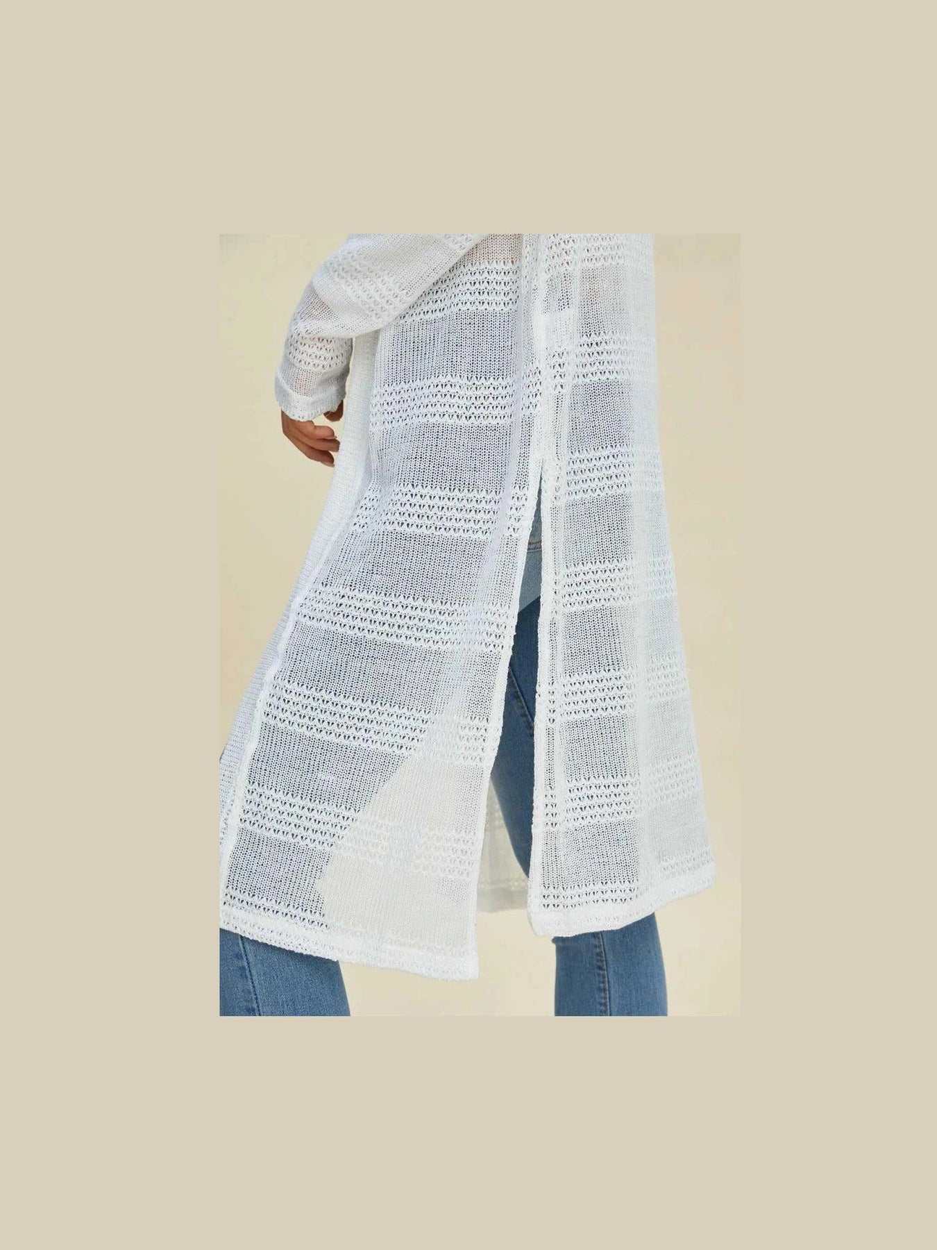 Double Take Full Size Open Front Longline Cardigan -- 