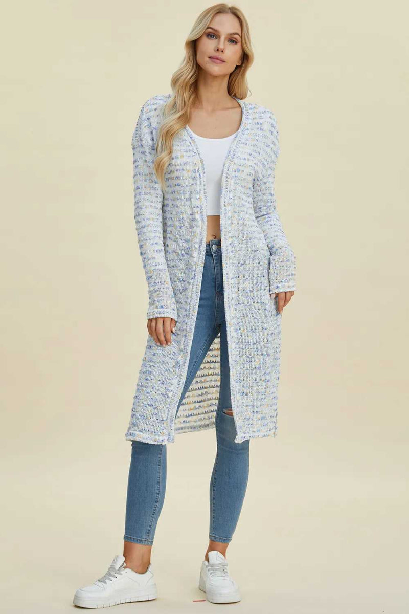 Double Take Full Size Open Front Longline Cardigan - Hopeford Streams