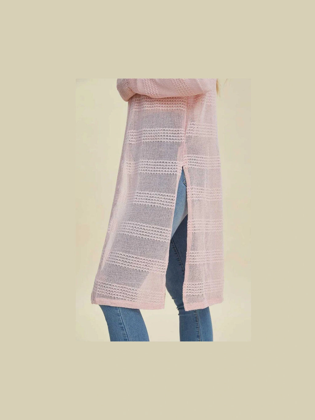 Double Take Full Size Open Front Longline Cardigan -- 