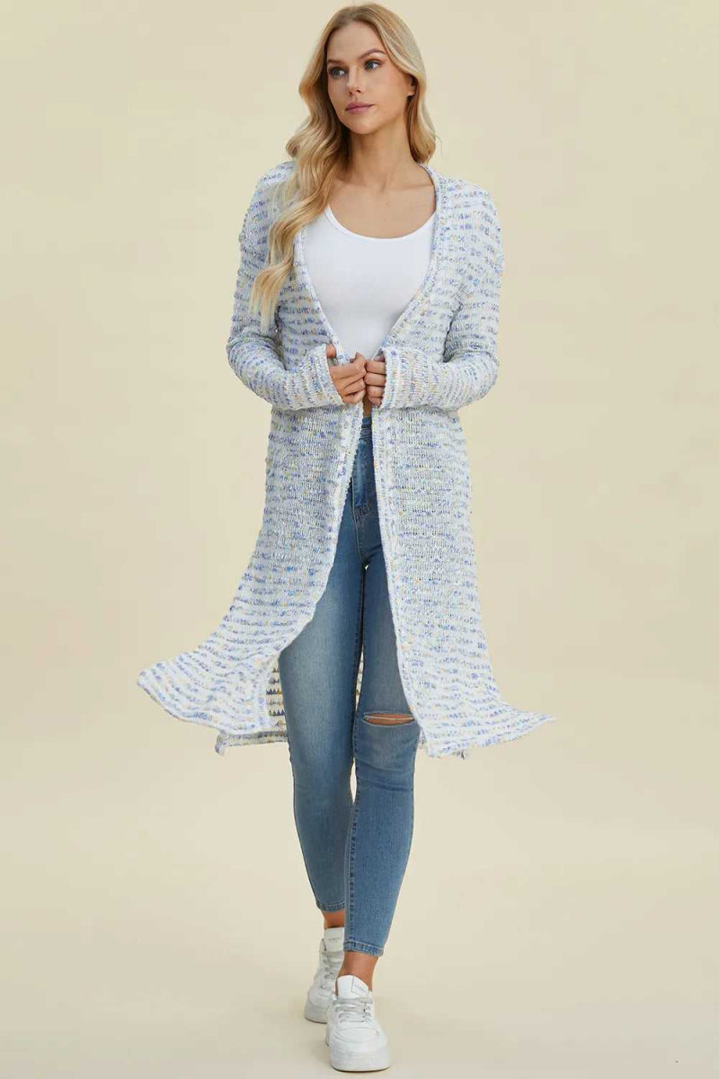 Double Take Full Size Open Front Longline Cardigan - Hopeford Streams