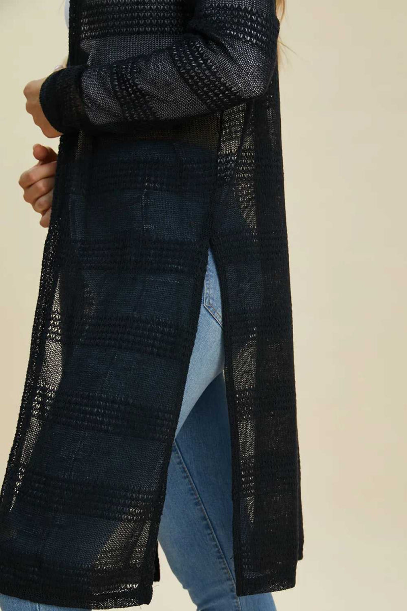 Double Take Full Size Open Front Longline Cardigan - Hopeford Streams