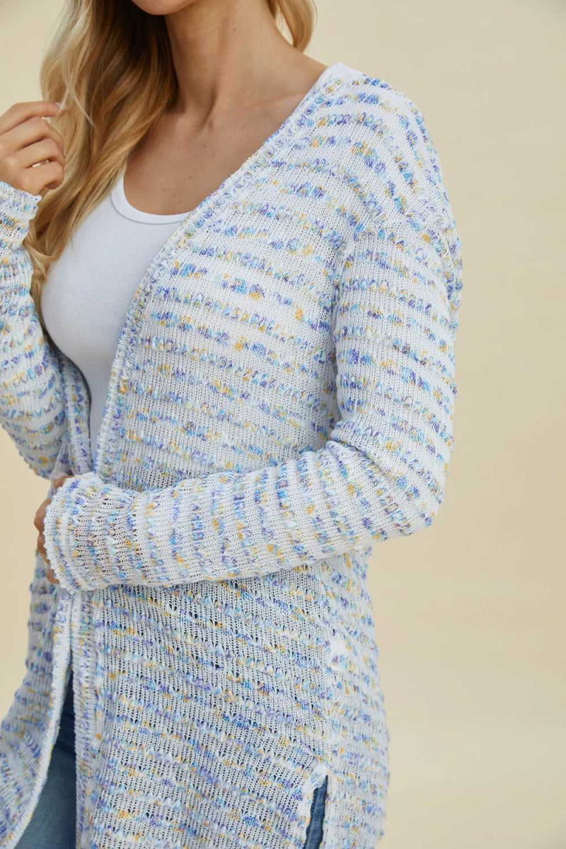 Double Take Full Size Open Front Longline Cardigan - Hopeford Streams