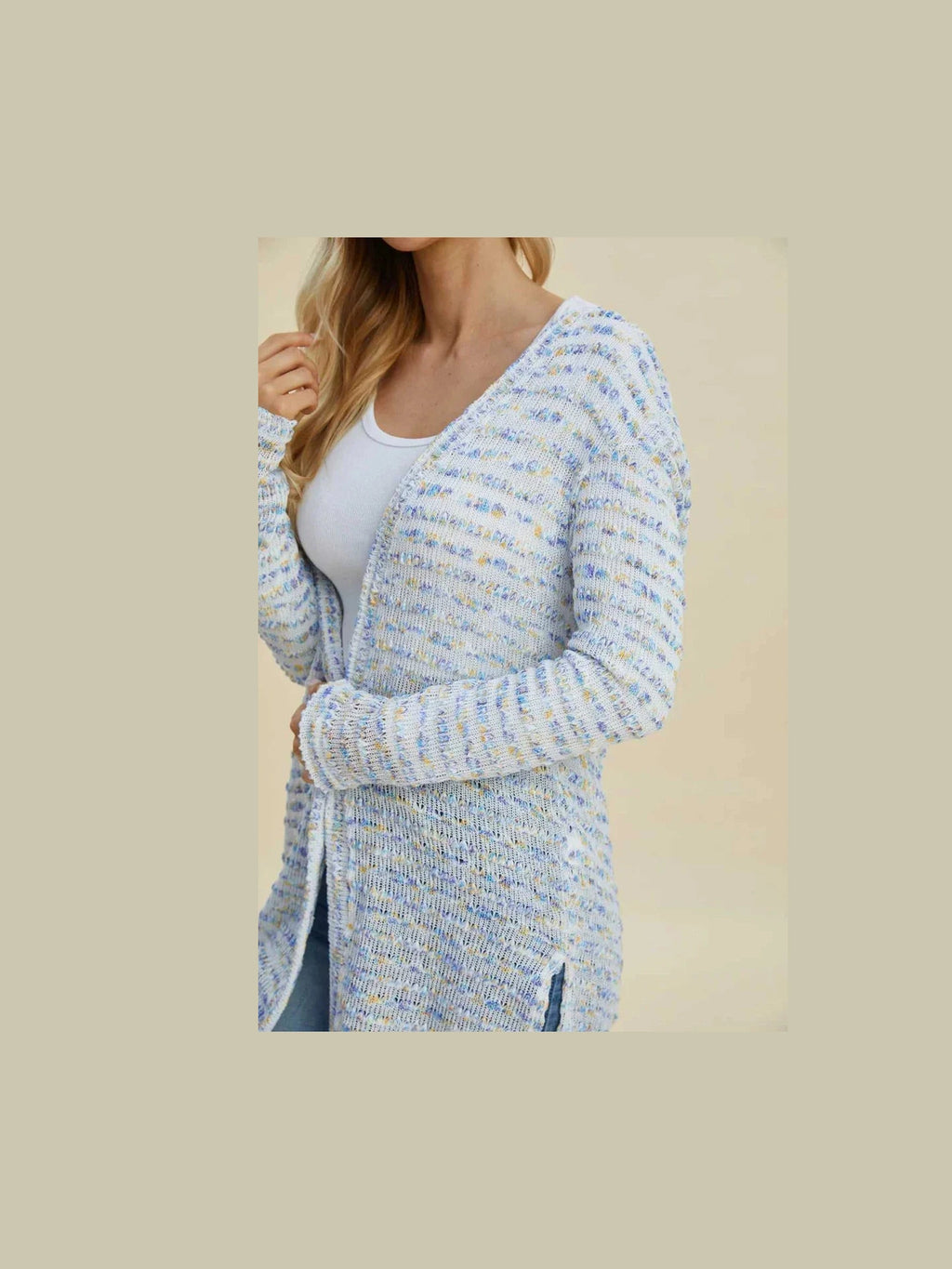 Double Take Full Size Open Front Longline Cardigan -- 