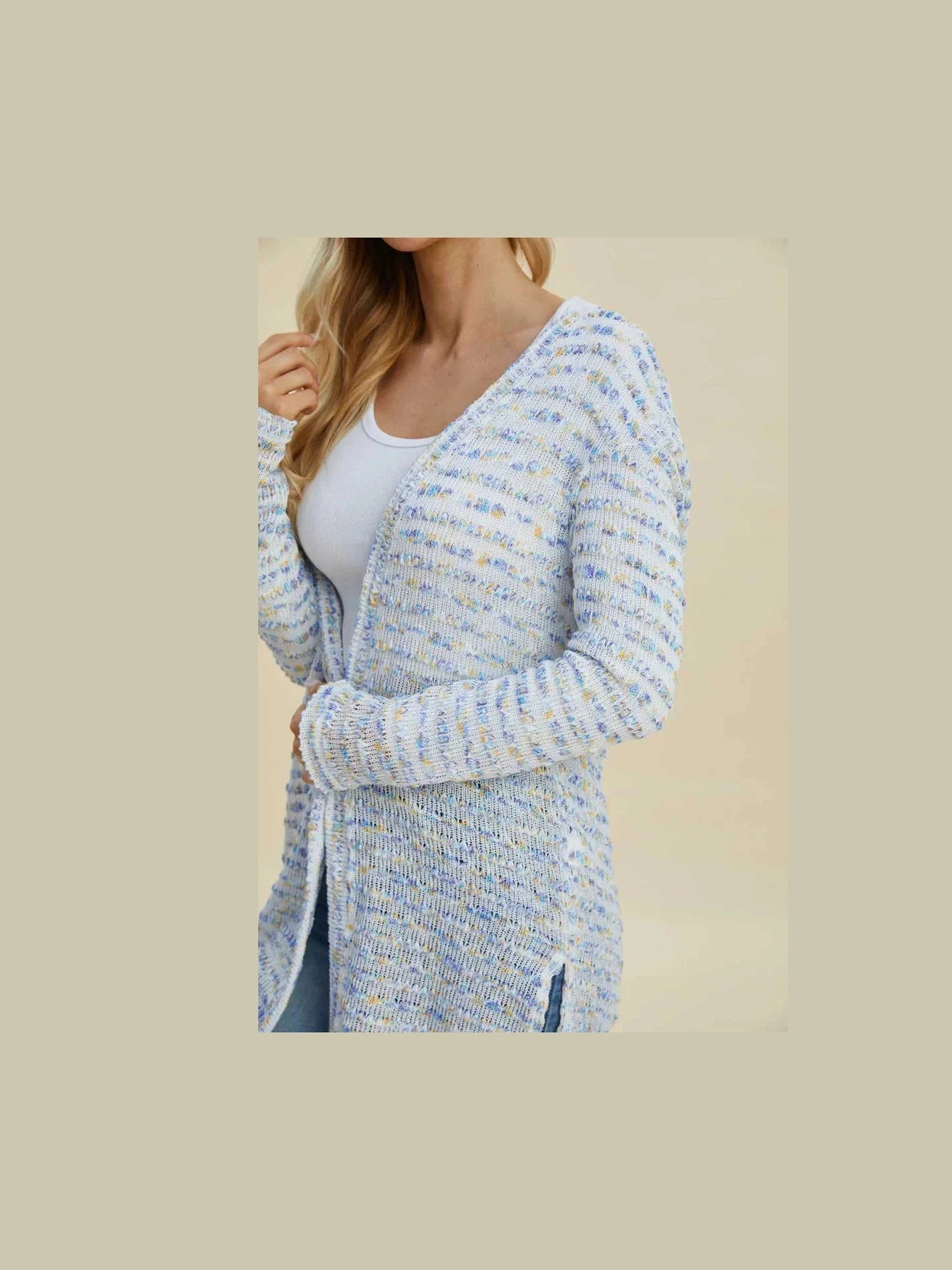 Double Take Full Size Open Front Longline Cardigan -- 