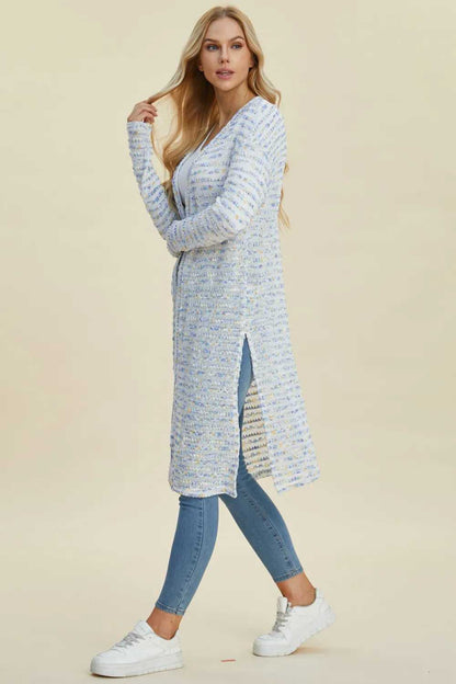 Double Take Full Size Open Front Longline Cardigan - Hopeford Streams