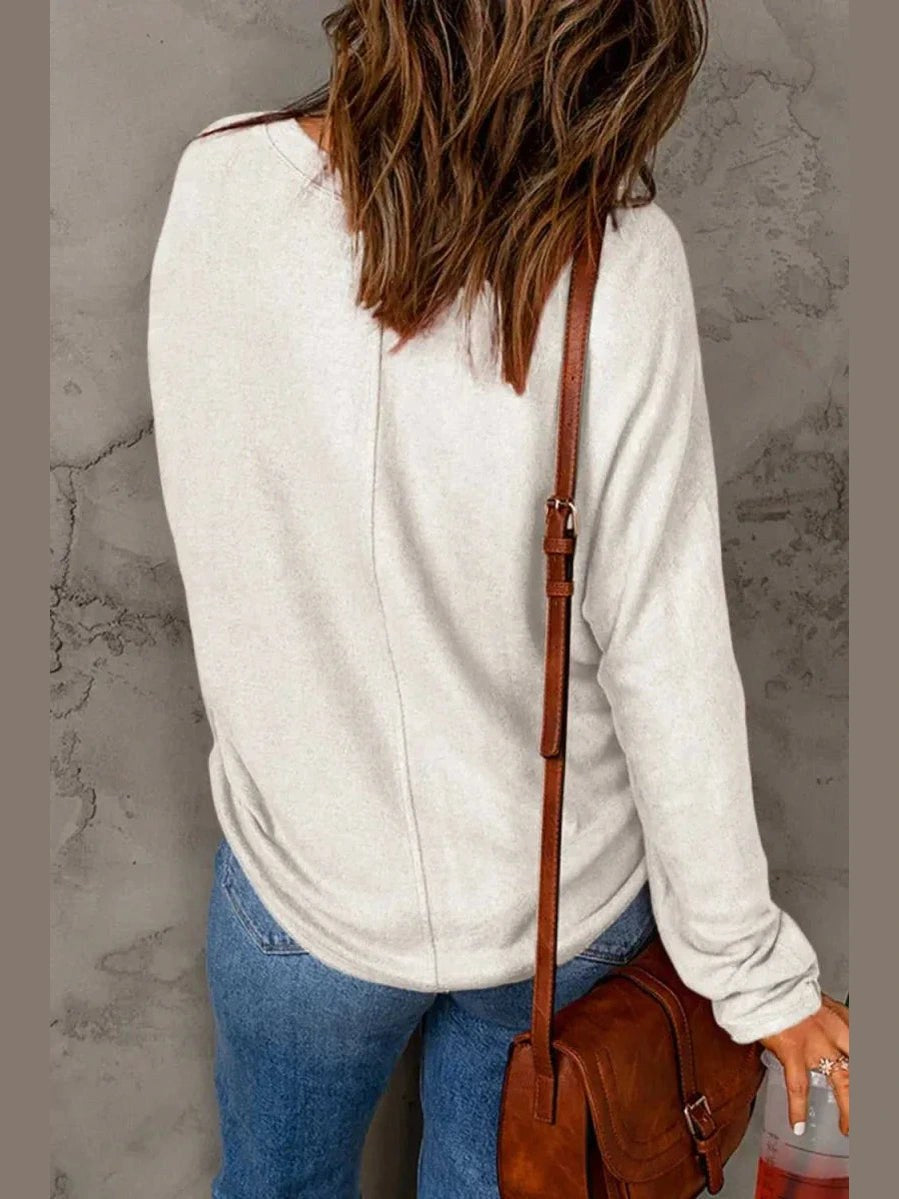 Double Take Full Size Round Neck Long Sleeve T-Shirt -- 
