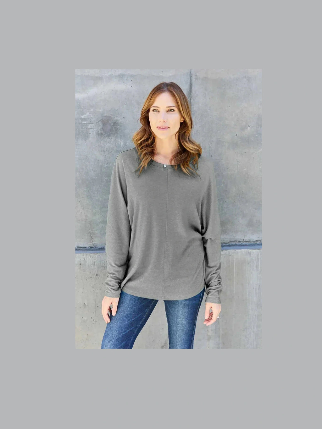 Double Take Full Size Round Neck Long Sleeve T-Shirt -- 