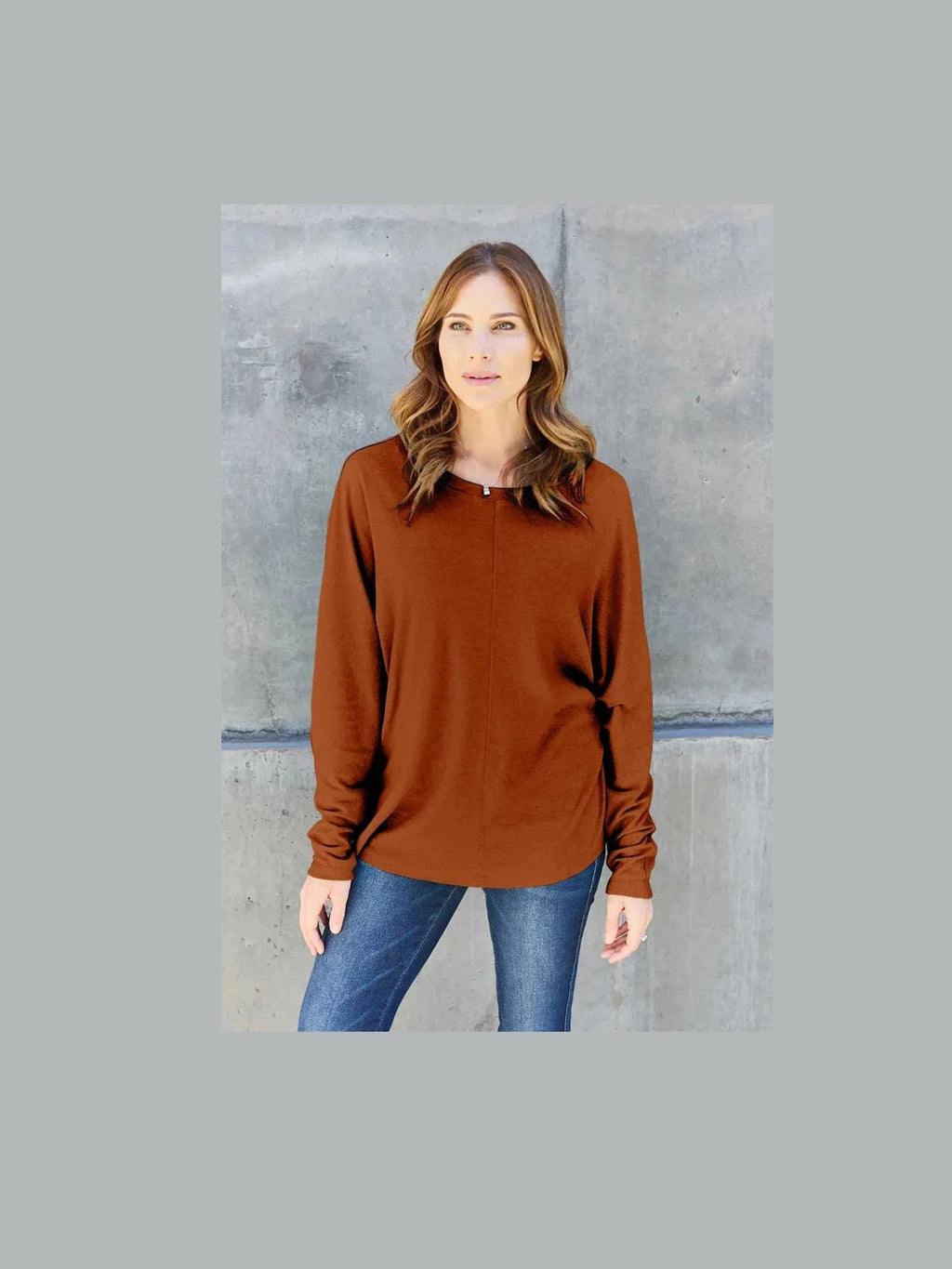 Double Take Full Size Round Neck Long Sleeve T-Shirt -- 